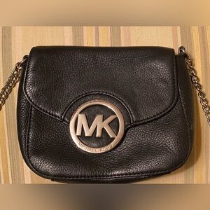 Michael Kors MK Black Leather Small Crossbody Bag